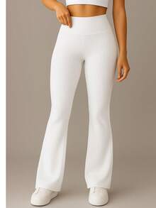 Women's Long, Flared Leggings In Highly Stretchy Fabric. - trắng - Xem 1