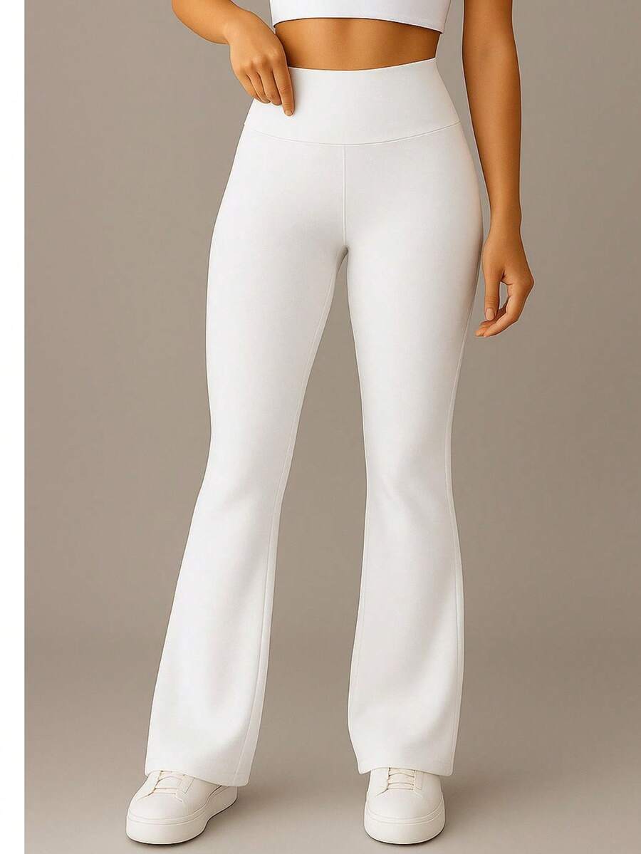 Women's Long, Flared Leggings In Highly Stretchy Fabric. - trắng - Xem 1