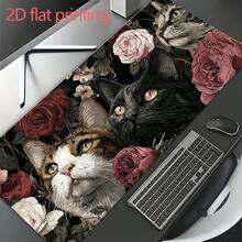 1pc Large Gaming Mouse Pad & Desk Mat - Vintage Cat & Rose Design, Non-Slip Rubber Base, Stitched Edges, Soft Durable Surface For Home Office & Gaming Setup, Multiple Sizes Available, Washable Polyester, Workspace Stability, Mouse Pads For Desk, Dog/Bulldog Print Computer Mouse Pad/Mat, English Setter, Scottish Terrier Mouse, Maltese Mouse Pad, Gaming Desk Mat Cat, Springer Spaniel Mat, Dachshund Gaming Mat, Chocolate Poodle, Gaming Accessory, Office Desk Accessory - 70x30公分(27.5x11.8吋) - 查看 5