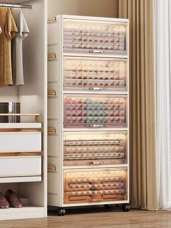 1个50厘米/19.6英寸宽塑料储物柜，翻盖可折叠储物盒，衣柜整理盒，厨房餐具柜，厨房置物架，客厅玩具柜，窄缝收纳架，厨房窄型储物柜，圣诞节和万圣节礼物，便携式衣柜，床底储物柜