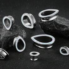 2件装水滴形镂空耳扩耳钉耳隧道316L不锈钢天然贝壳珠穿刺男女通用身体饰品优雅耳环 - 1679 - 查看 7