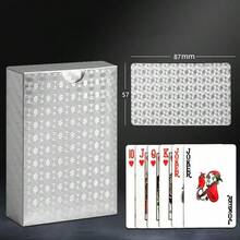 一副防水柔韧银色扑克牌，带盒，设计精美，非常适合派对、游戏、送礼和庆祝活动，防弯折，送礼佳品。银色扑克牌，高级银色扑克牌 - 防水、防弯折、柔韧，设计精美，带盒，是派对、游戏和送礼的完美之选。