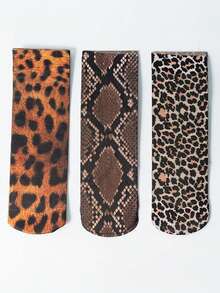 3双豹纹、蛇纹和虎纹蕾丝女袜，时尚透气，柔软舒适，适合女士夏季性感穿搭 - 彩色 - 查看 6