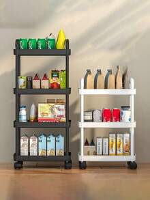 1pc Plastic Multi-Tier Rolling Cart, Mobile Storage Rack For Snacks, Kitchen, Bedroom, Bathroom And Office Kitchen Items Kitchen Accessories Kitchen Tools - Multicolor - View 5