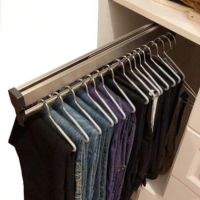 PullOut Closet Rod For Wardrobe Organization With Adjustable Length 3060cm Ideal For Storing Pants And Coats SpaceSaving Clothing Rail System With Durable Metal Construction Easy Installation For Closet Organizer Rack In Bedrooms Or Entryways