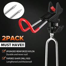 PLUSINNO Fishing Rod Holders - Upgraded 360 Degree Adjustable Fishing Pole Stand Equipment For Bank Beach Gift For Men - RedBlack - View 2
