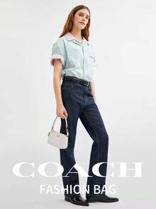Coach Nolita 19 单肩包，经典帆布材质，复古女士腋下包，方形斜挎包，优雅旅行包 - 白色 - 查看 3