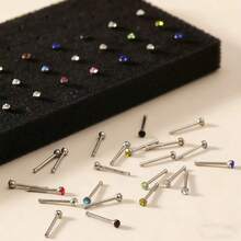 60pcs/Set Basic Straight Nose Stud Set