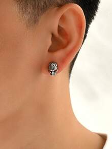 1pc Stainless Steel Punk Style Fox, Cat, Skull Design Earring For Men, Accessory For Party, Music Festival, Daily Wear - Multicolor - View 3