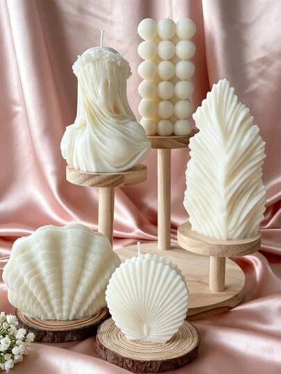 大型几何叶子香薰蜡烛 - 燃烧时间4-8小时，无烟蜂蜡和大豆混合蜡，优雅的家居装饰，适用于客厅、卧室，或作为女士礼物，也适合情人节、母亲节和其他节日装饰，卧室香氛，装饰蜡烛，天然香氛，高品质蜡烛