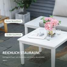 3-Piece L-Shaped Garden Furniture Set With Side Table And Cushions, Cream White Aluminum For Balcony And Patio - 1 - View 6