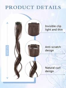 Long Side Air Bangs,2PCS Clip In Bangs 12 Inch Long Wavy Curly Clip In Bangs Synthetic Fiber Front Side Bangs For Women Daily Use - Multicolor - View 4