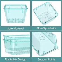 TYUI 28 PCS Clear Plastic Drawer Organizer Set 4 Sizes Desk Drawer Divider Organizers And Storage Bins For Makeup Jewelry Gadgets For Kitchen Bedroom Bathroom Office Sea Blue - 海藍 - 查看 3