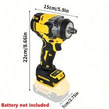 Cordless Impact Wrench Compatible With DeWalt 20V Battery,Brushless Impact Gun, 1/2 Inch 450N.M 3-Speed RPM Power Electric Impact Driver,Brushless Electric Impact Wrench Screwdriver Cordless Electric Wrench Power Tools, Suitable For Cars/Trucks RVs (Without Batteries) - 黃色-450N扳手(僅工具) - 查看 12
