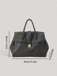2025 New Style Handbag Briefcase Ladies High-Grade Leather Bag Retro Large Capacity Commuter Bag Women's Bag - Black - View 6