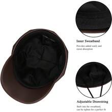 Women's PU Leather Newsboy Cap 8 Panel Paperboy Newsie Cap Bakerboy Beret Cabbie Hat, Fashionable Headwear - 卡其色 - 查看 11