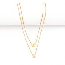 2件套新款心形字母吊坠项链套装，不锈钢链，女士款 - 金黃色氣泡字母 - 查看 3