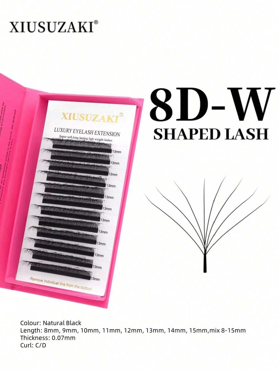 XIUSUZAKI Automatic Flowering W Shape Bloom 8D Premade Fans Eyelashes Extensions Natural Soft Individual Lashes 12Rows - Black - View 1