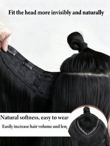 16-28 英寸夹式接发长直波浪 V 形接发一体式黑棕色接发带 4 个夹子适合女士 - 黑色 - 查看 5