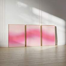 3幅/套无框帆布海报，现代艺术，粉色颗粒渐变帆布画，浅粉色墙面艺术，抽象色彩渐变，卧室客厅走廊的理想礼物，墙面艺术，墙面装饰，冬季装饰，房间装饰 - 彩色 - 查看 2