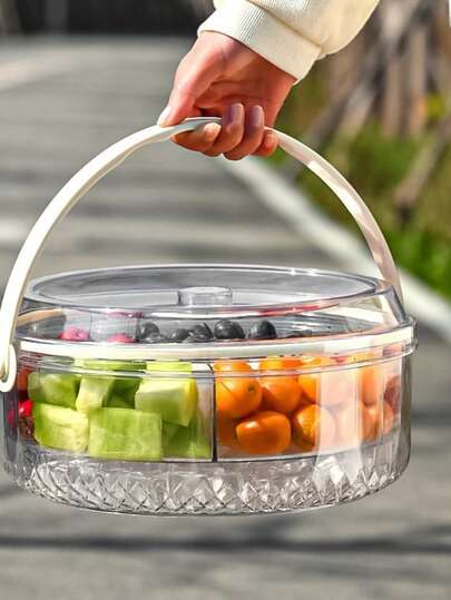 5 Box Portable 2-Tier Clear Acrylic Snack & Serving Box With Folding Handle – Stackable Fruit, Sushi & Dessert Carrier For Picnic, Party & Home Entertaining (Ball-5box Style)