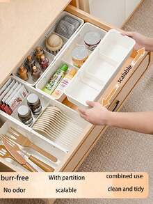 1pc Drawer Divided Expansion Storage Box Built In Divided Cosmetics Lipstick Classification Dressing Table Deep Cabinet Partition - Multicolor - View 9