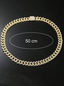 1 Set Men's 13mm Wide Hip Hop Style Fully Iced-Out Cuban Link Chain Necklace And Bracelet Set - Style a - View 4
