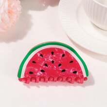 1PC Y2K Kawaii Fruit Hair Claw Clip - Strawberry Watermelon Cherry Orange Pineapple Design, Non-Fade Hypoallergenic Secure Hair Grabber, Cute &  Hair Accessory For Women, Perfect For Daily Wear, Date, Party & Vacation, Ideal Gift For Girlfriend, Bestie, Mom & Female Friends, Stylish Functional Hair Claw On  US - 西瓜 - 查看 7