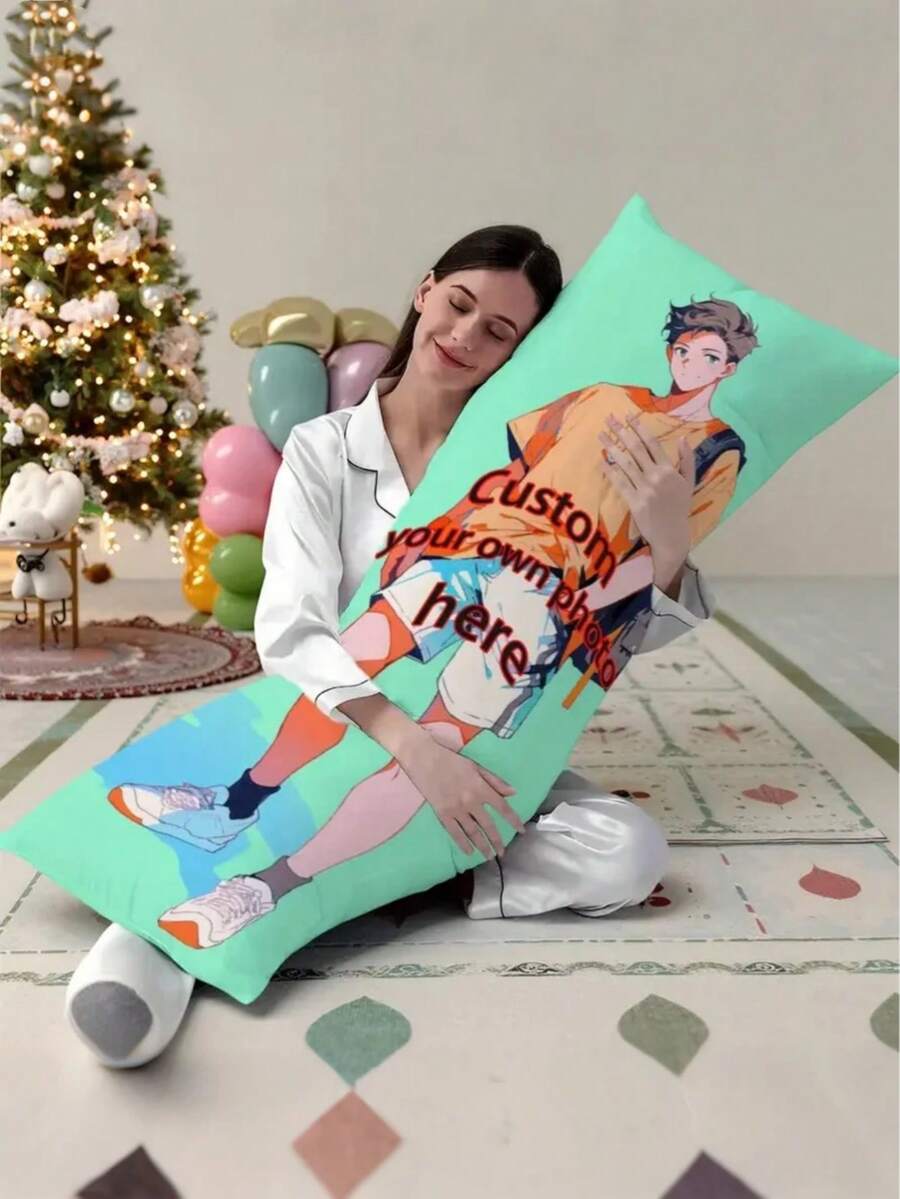 1pc Customized Photo Body Pillow Case, Personalized Double-Sided Throw Pillow Cover, Customized Gift, Personalized Pillow Case, Christmas Bedding, Wedding Bedding - Multicolor - View 1