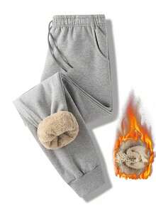 Men's Solid Color Drawstring Pocket Elastic Cuff Casual Sweatpants