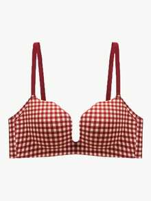 女士圣诞红色无缝加厚聚拢文胸，提拉支撑，适合小胸 [适合娇小胸型] - 紅色 - 查看 2