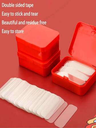 60/118/178pcs Set, With Box. Clear Double-Sided Tape - Waterproof, Removable, Reusable, Suitable For Wall Decor, Room Decor, Car Accessories, Indoor Decor, Holiday Crafts, Posters, Bathroom & Kitchen Decor, Cleaning, Furniture Packaging, Chairs, Office Desk Decor, Pukupuku Stickers, Car Interior & Accessories, Outdoor Use