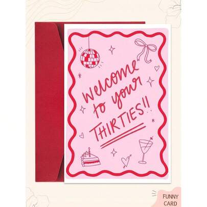 1 Thiệp chúc mừng sinh nhật lần thứ 30 dễ thương, kiểu dáng ngộ nghĩnh "Chào mừng đến tuổi 30" dành cho bạn thân, kèm phong bì. Món quà lý tưởng cho bạn bè, anh trai, chị gái, con trai, con gái, chồng và vợ.