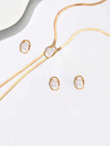 Bộ 4 chiếc/Bộ mùa hè mới sáng tạo tua dài hình chữ Y họa tiết hoa thời trang tối giản thanh lịch đa năng - Vàng - Xem 3