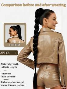 Long Braided Ponytail Hair Extensions 22Inch - 40 Inch Wraparound Extensions Ponytail Brown Black Natural Soft Synthetic Wigs For Women