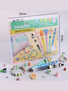 150pcs Beaded Keychain Making Set Includes Keychain, Plastic Beaded Pen With Colorful Beads, Tassel And Lobster Clasp For DIY Pen Keychain Beading Making Kit ﻿ - 彩色 - 查看 3