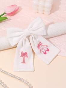 1 Stück Buchstabe A-Z bestickter Haarclip, geeignet für Mädchen, Pastell Stoff Alligator Clip, Buchstaben & Ballettschuh Haarclip, süßer Mädchen Doppel-Pferdeschwanz Haarclip, weiß & rosa bestickter Haarspange, Teenager Haaraccessoire - Weiss - Übersicht 28