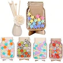 1个教室星星奖励罐，配有装饰教学贴纸 - 木质，适合家庭和学校使用，激励贴纸，教师教室奖励罐，返校必备 - 彩色 - 查看 13