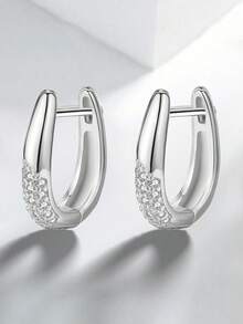 1 Đôi bông tai bạc S925 cao cấp đính đá quý, trang sức kỷ niệm dành cho nữ, trang sức tinh tế. - Khảm đá thanh lịch - Xem 9