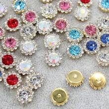 50pcs 10mm(0.394in) Rhinestone Border Flat Bottom Randomly Mixed Color Crystal Cabochons Gemstone Sewing Beads For Jewelry Making DIY Needlework Handmade Bow Decoration Accessories - Multicolor - View 8