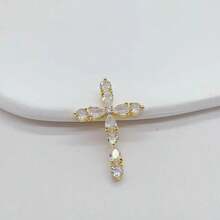 1pc Copper Micro-Inlaid Full Diamond Cross Pendant, Fashionable & Personalized Mini Charm For DIY Bracelet, Necklace, Earrings, Phone Chain, Versatile Handmade Accessory - Multicolor - View 42