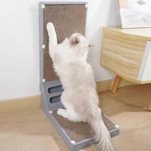 1pc L-Shaped Cat Scratch Board 23.6in Wear-Resistant Corrugated Paper Cat Claw Board With Ball Toy And Washable Shell - Black - View 4
