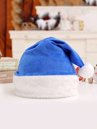 1pc Christmas Hat Decor, Santa Claus Red Fuzzy Christmas Hat, Adult Furry Christmas Hat