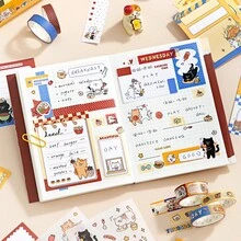 Simno Kawaii Cat Scrapbook Supplies Kit, Stationery Set With Memo Notes, Washi Tape & Stickers, Craft Supplies Gift For Cat Lovers, Bullet Journal - Orange - View 5