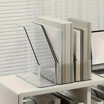 透明书架桌面置物架，加厚亚克力文件收纳架，多功能办公桌收纳架，学生文具架，书挡收纳盒，适合日常使用，各种场合的装饰品，圣诞礼物，节日礼物等。