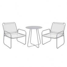 Outsunny 3-Piece Bistro Set, Balcony Furniture Set With 1 Table And 2 Chairs, Garden Seating Group For Patio, Light Gray Mesh - 1 - View 9