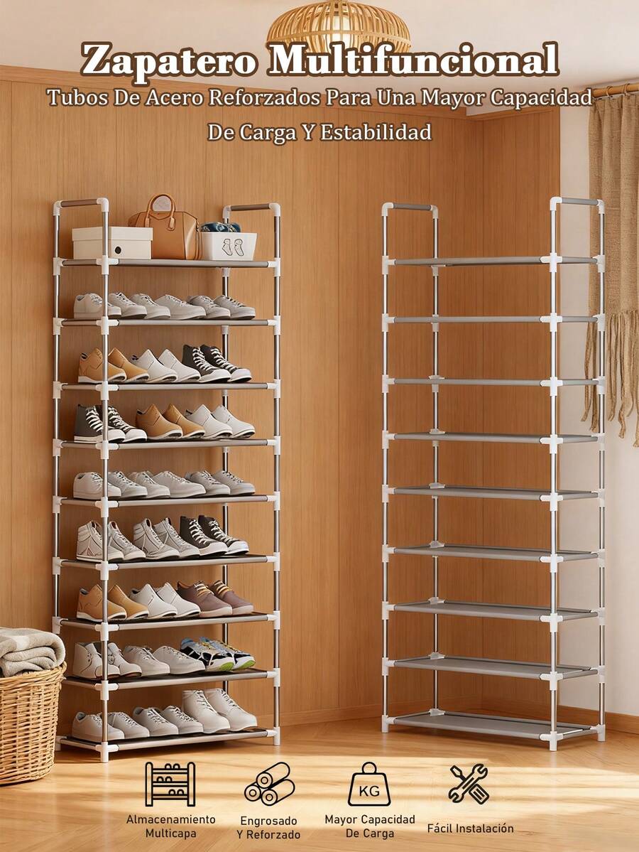 Zapatero de metal resistente de 3/4/5/6/7/8/9 capas, zapatero simple, fácil de montar, adecuado para entrada. Pasillo, dormitorio, sala de estar, hogar, dormitorio.