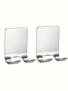 2/4pcs Razor Base, Silver Adhesive Wall Hook, No Need For Drilling, Bathroom Razor Base, Stainless Steel Door And Wall Hook, Bedroom Hat Hook, Bathroom Kitchen Bedroom Bathrobe Hook - Multicolor - View 11