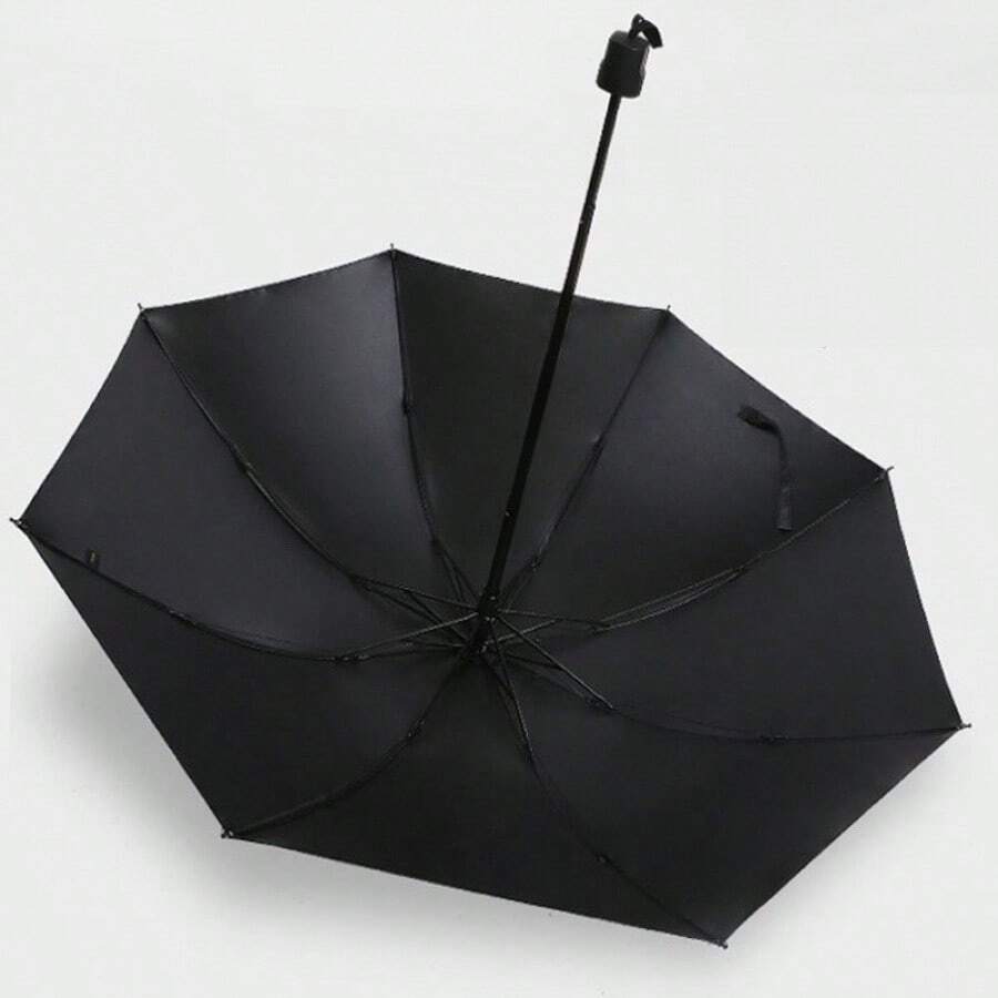 DD3554 New Umbrella With Custom Logo, Double Layer Design (Inner And Outer Layers), C-Shaped Handle, Foldable And Reversible Inverted Umbrella For Rain - Black - View 1
