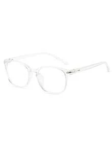 一副新款韩版透明镜片全框PC眼镜，时尚方形镜框，适合学生、商务人士佩戴，轻便耐用，可作户外休闲装饰眼镜，男女通用 - 無色 - 查看 6